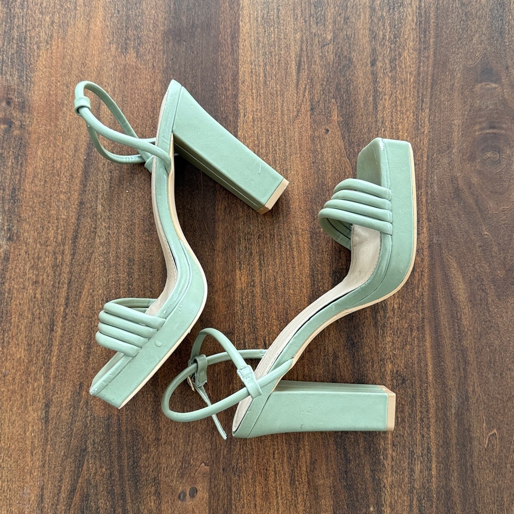 ASOS Truffle Collection Mint Green Strappy Block Heels